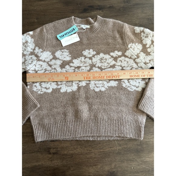 Z Supply Women's Floral Marisol Flora Knit Sweater Brown Casual Comfy Large NWT - Picture 8 of 8